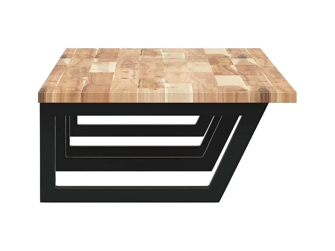 Ripiano a Parete per Lavabo in Acciaio e Massello di Acacia