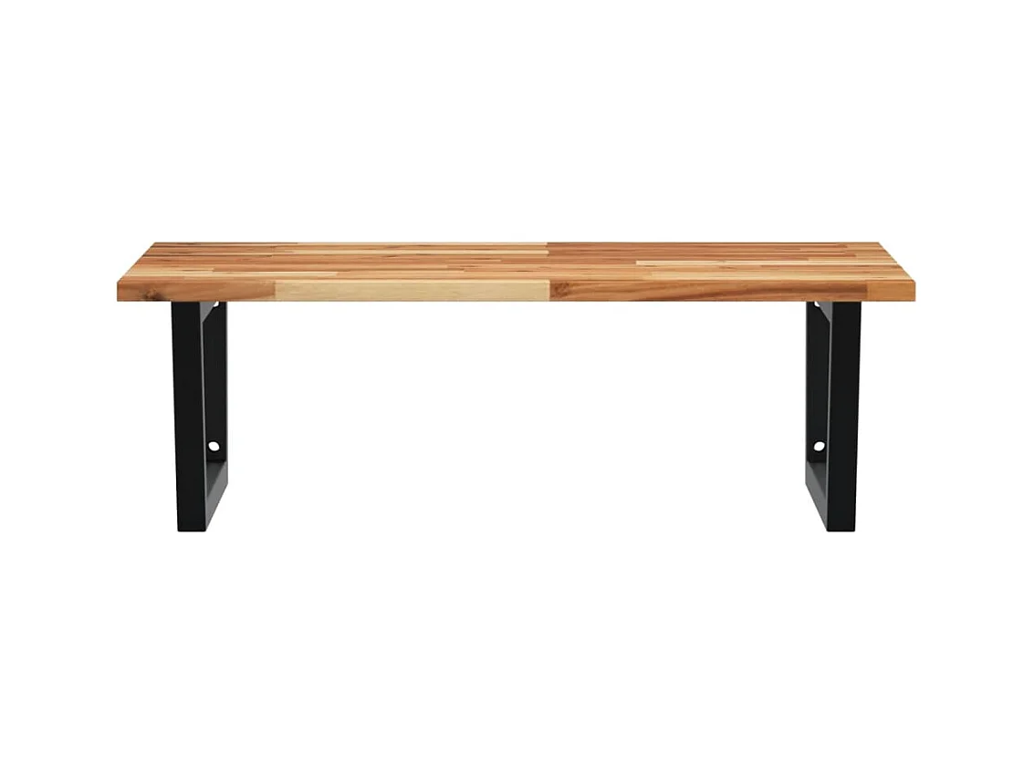 Étagère de vasque murale acier et bois massif d'acacia