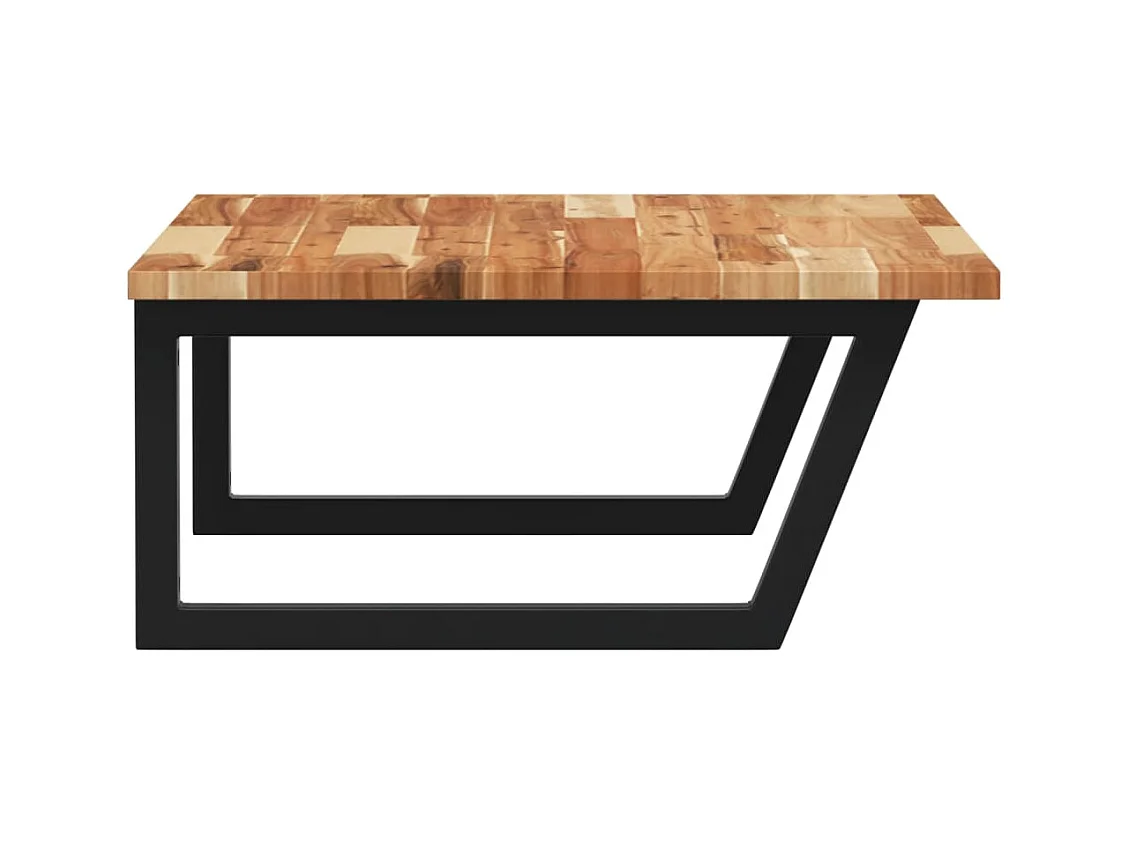 Étagère de vasque murale acier et bois massif d'acacia