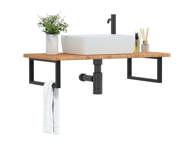 Badkamer wandschap staal en massief eikenhout