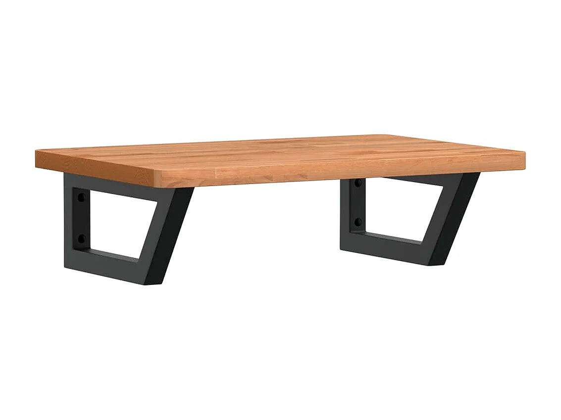 Waschbeckenregal Wandmontage Stahl und Massivholz Buche