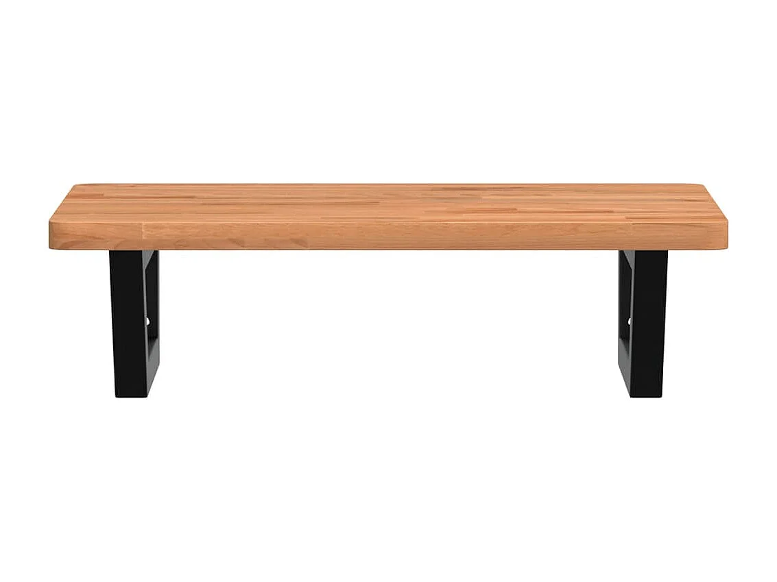 Waschbeckenregal Wandmontage Stahl und Massivholz Buche