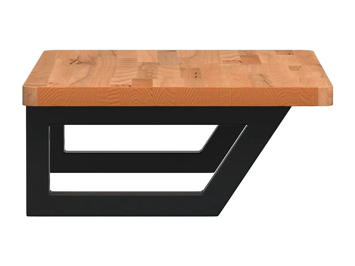 Waschbeckenregal Wandmontage Stahl und Massivholz Buche