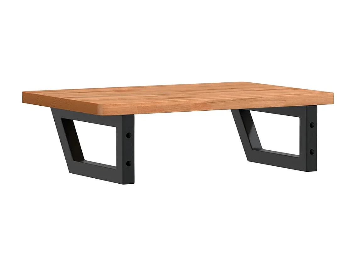 Waschbeckenregal Wandmontage Stahl und Massivholz Buche