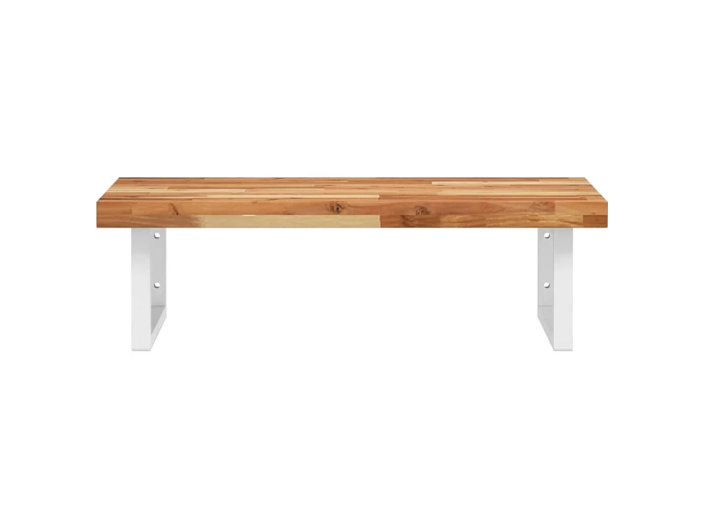 Étagère de vasque murale acier et bois massif d'acacia