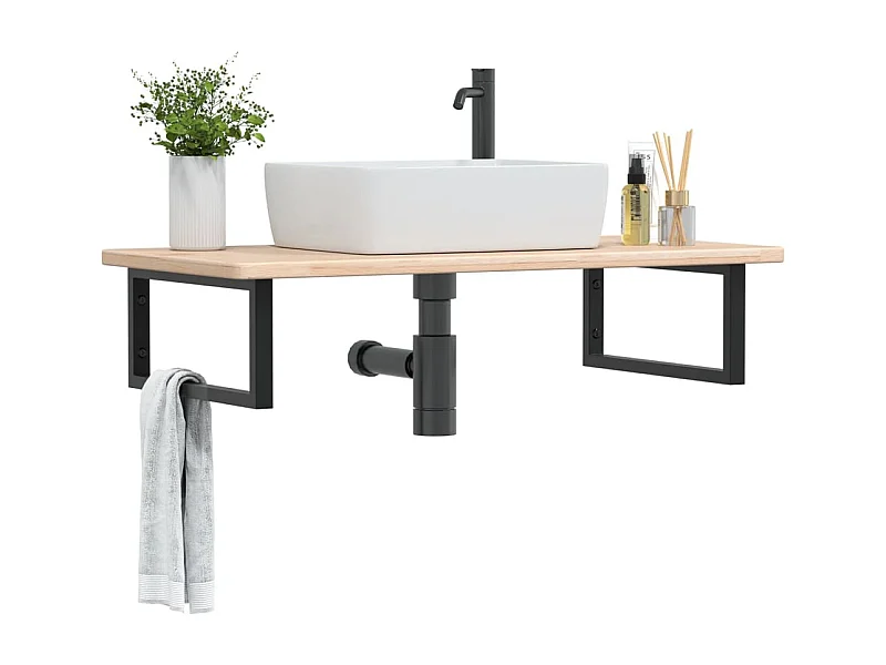 Badkamer wandschap staal en massief eikenhout