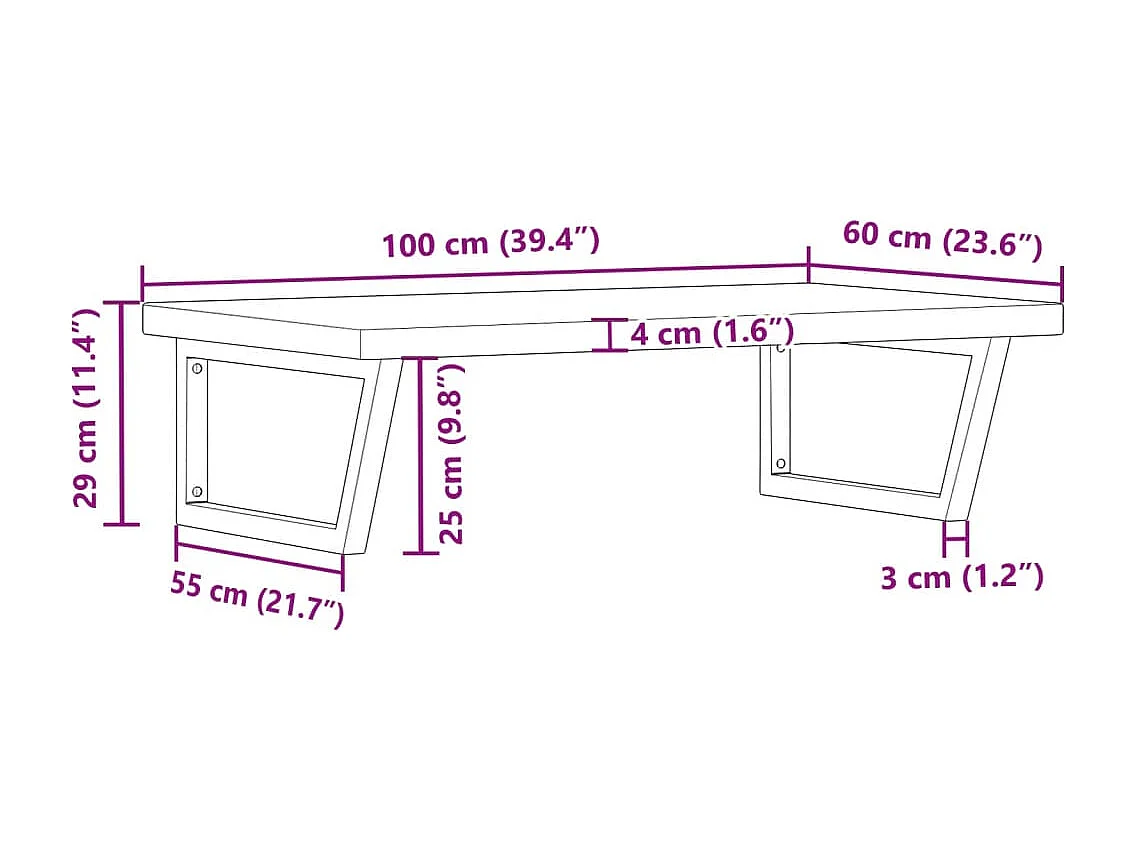 Étagère de vasque murale acier et bois de chêne massif