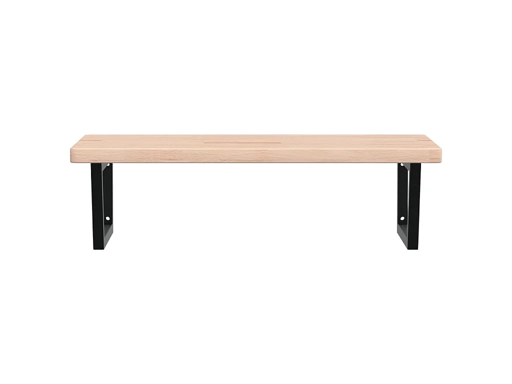 Waschtischplatte mit Halterung Stahl und Massivholz Eiche