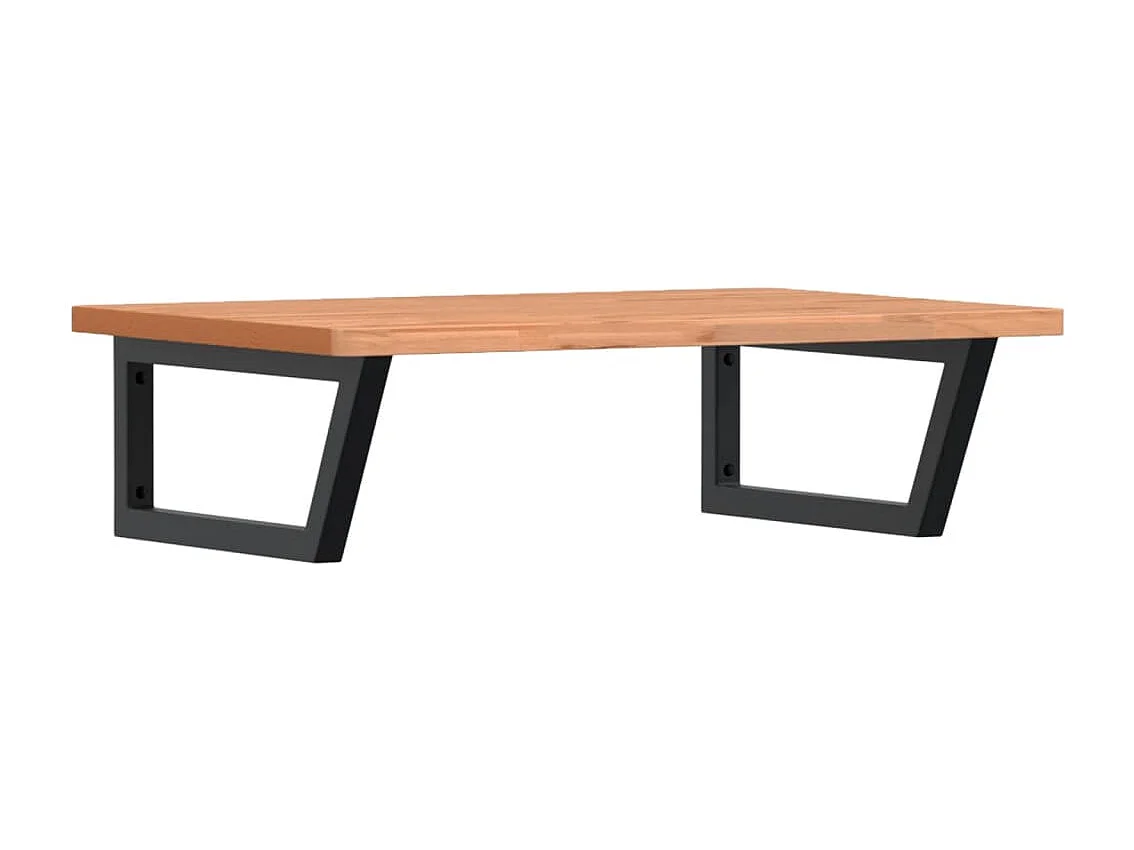 Waschbeckenregal Wandmontage Stahl und Massivholz Buche