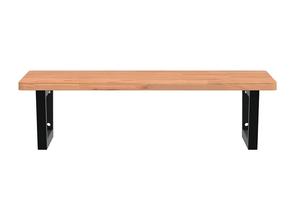 Waschbeckenregal Wandmontage Stahl und Massivholz Buche