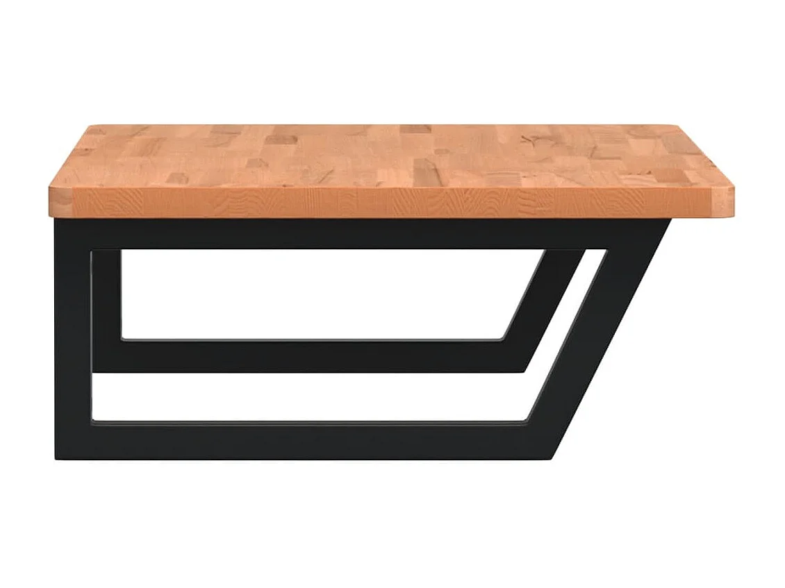 Waschbeckenregal Wandmontage Stahl und Massivholz Buche