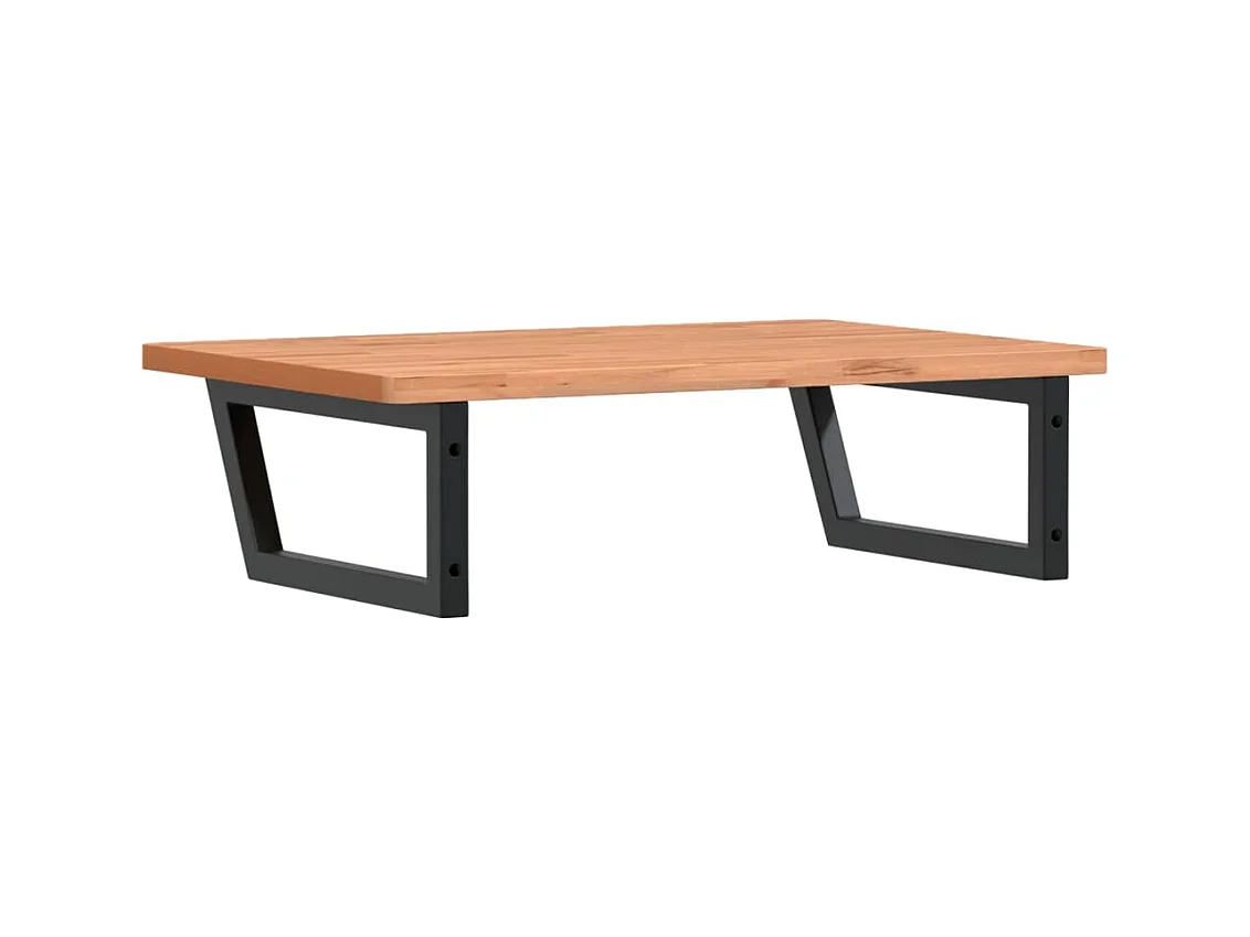 Waschbeckenregal Wandmontage Stahl und Massivholz Buche