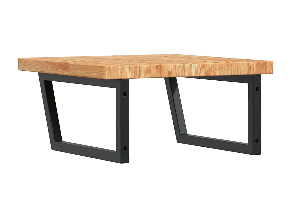 Waschtischplatte mit Halterung Stahl und Massivholz Eiche