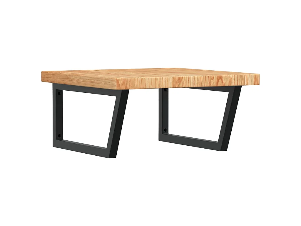 Waschtischplatte mit Halterung Stahl und Massivholz Eiche