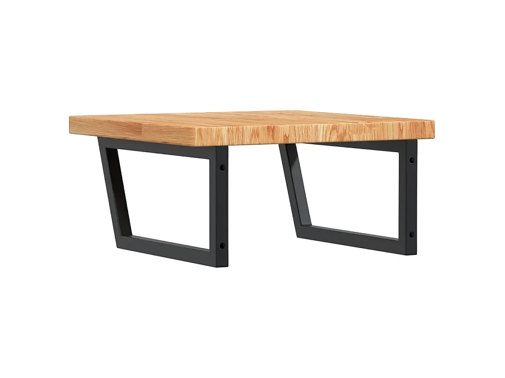 Waschtischplatte mit Halterung Stahl und Massivholz Eiche