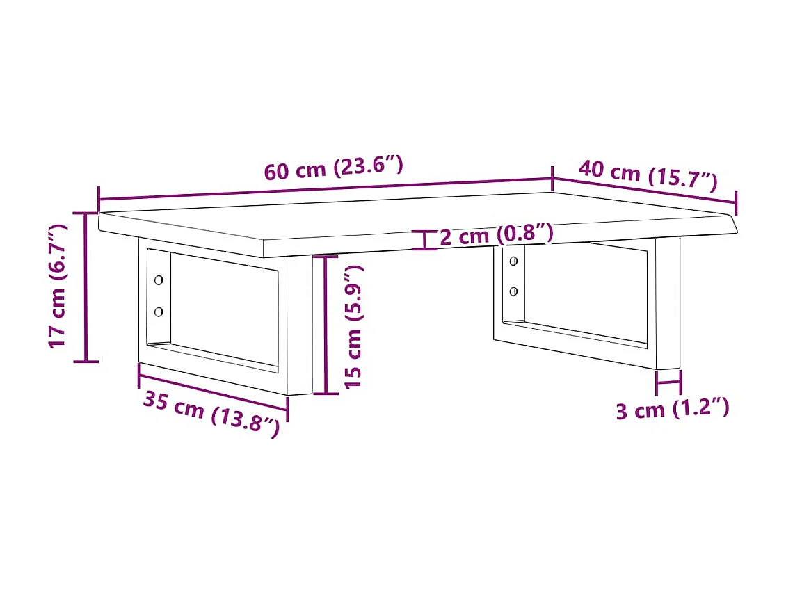 Ripiano a Parete per Lavabo in Acciaio e Massello di Rovere