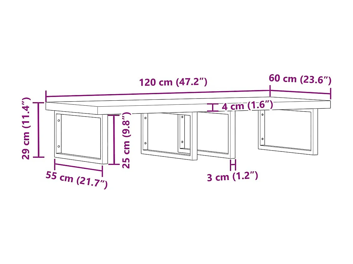 Badkamer wandschap staal en massief acaciahout