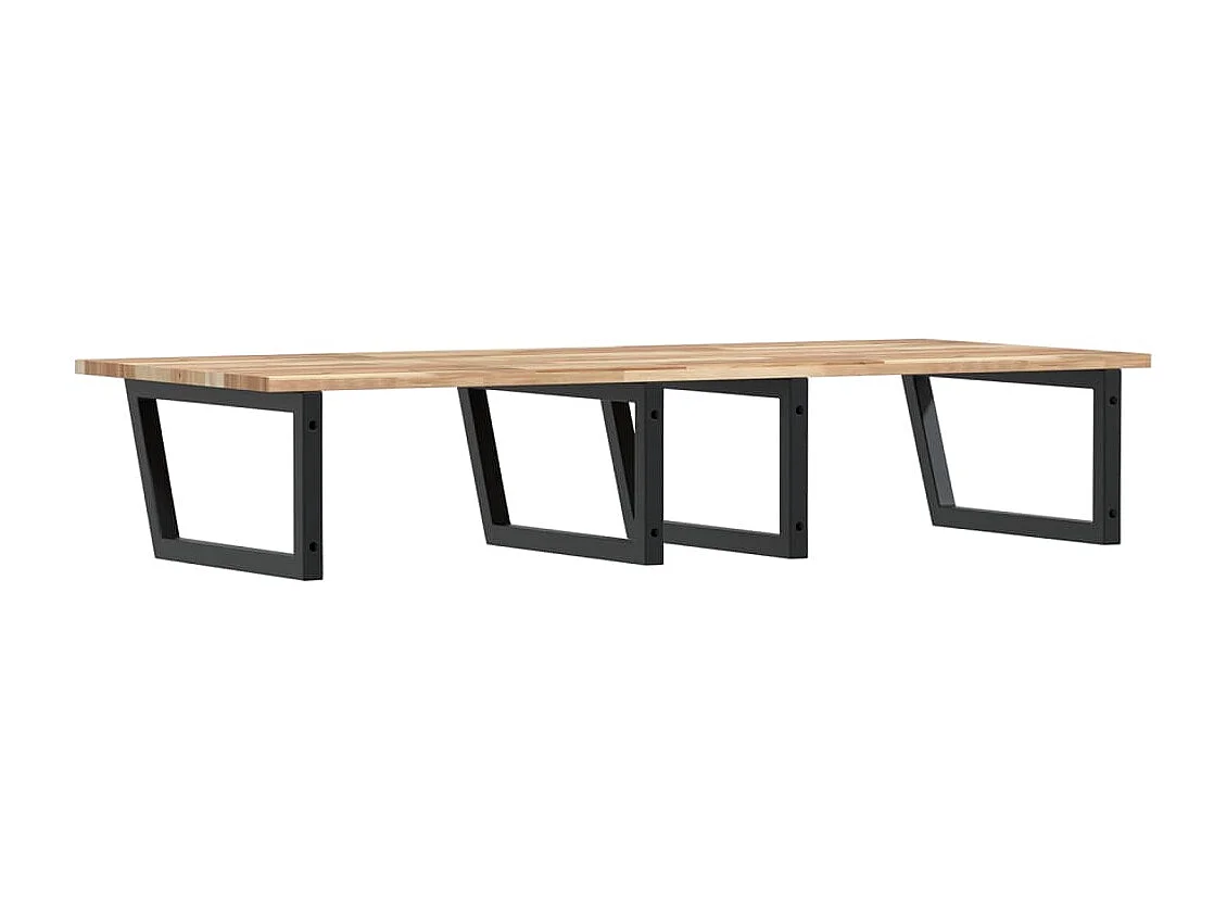 Étagère de vasque murale acier et bois massif d'acacia