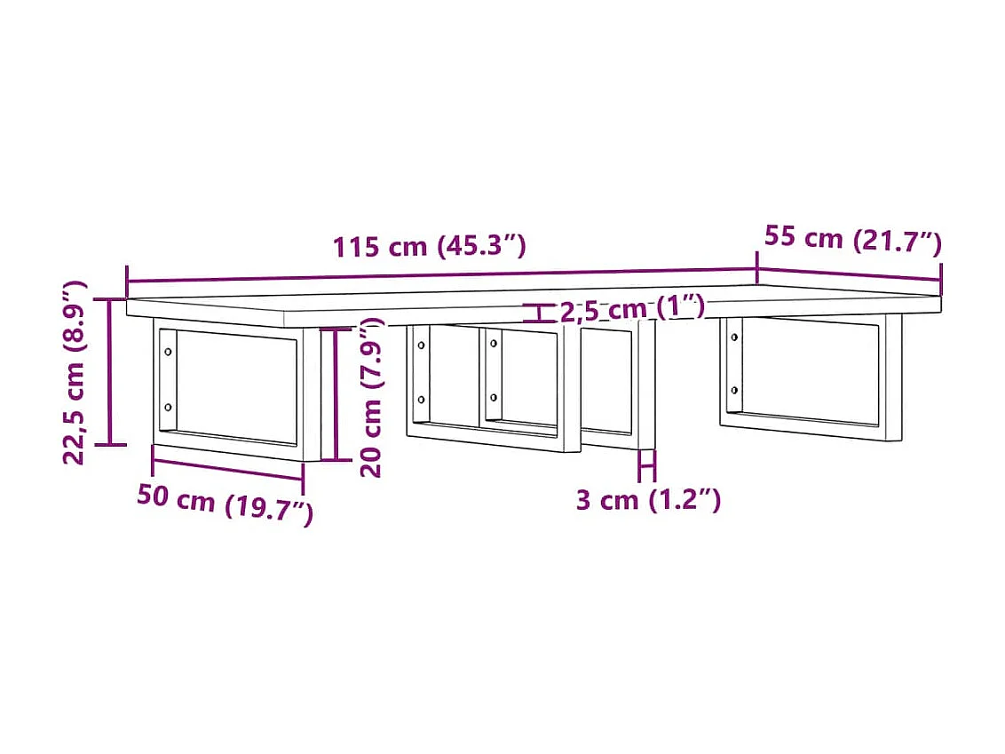 Étagère de vasque murale acier et bois massif de hêtre