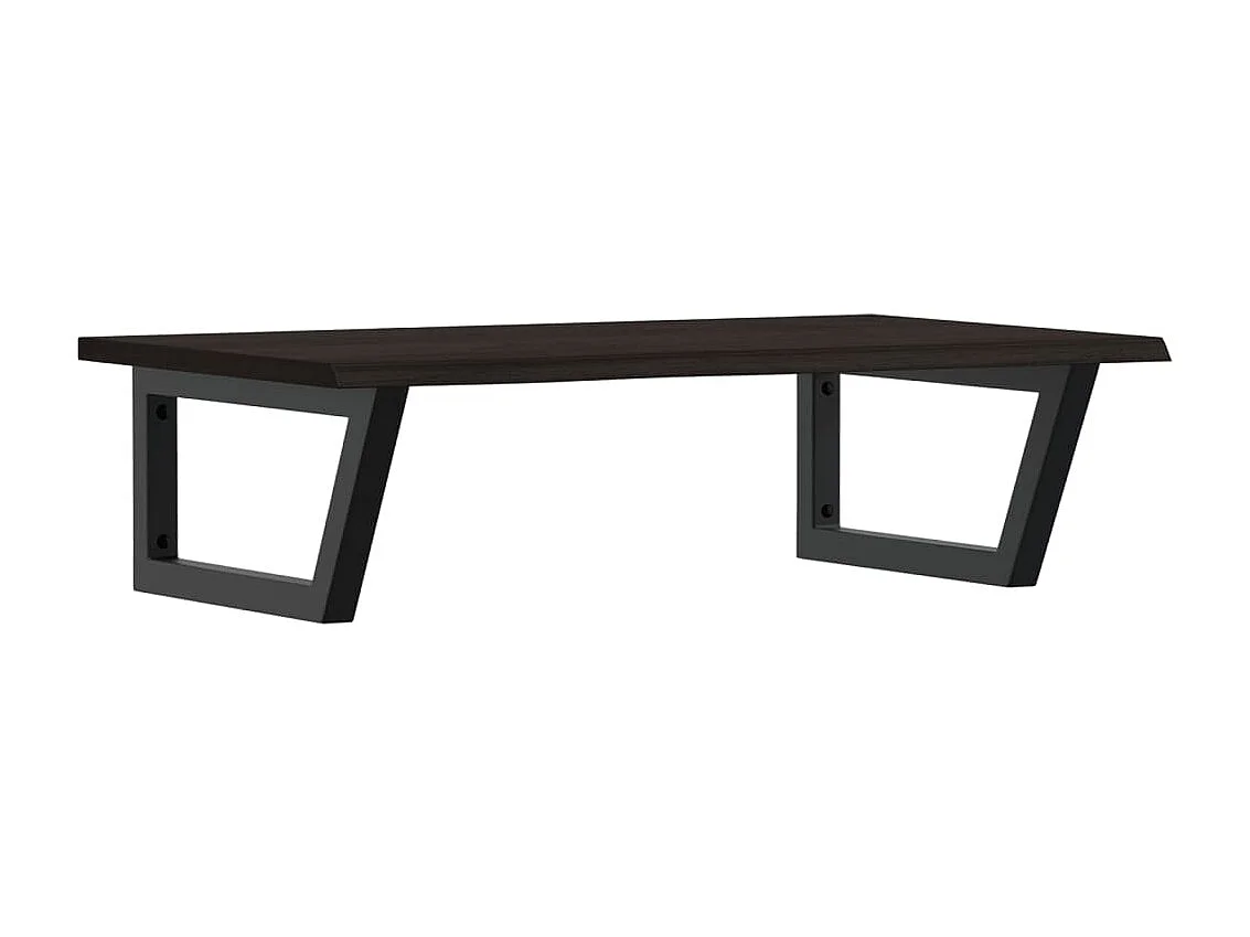 Estante de lavabo de pared de acero y madera maciza de roble