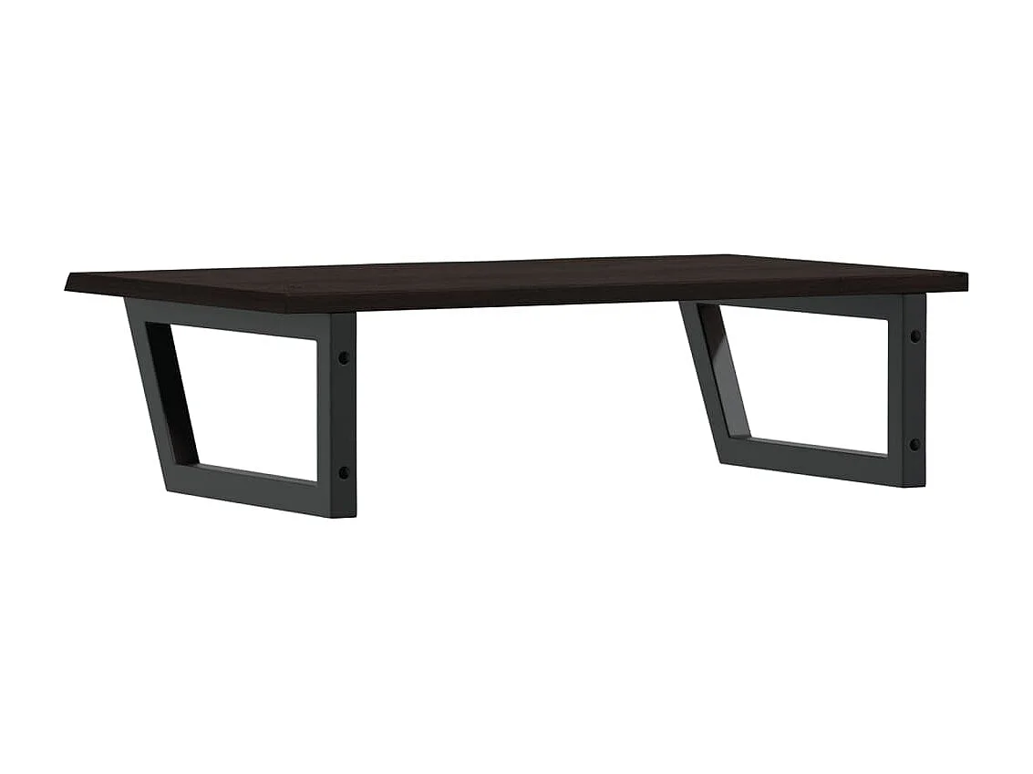 Estante de lavabo de pared de acero y madera maciza de roble