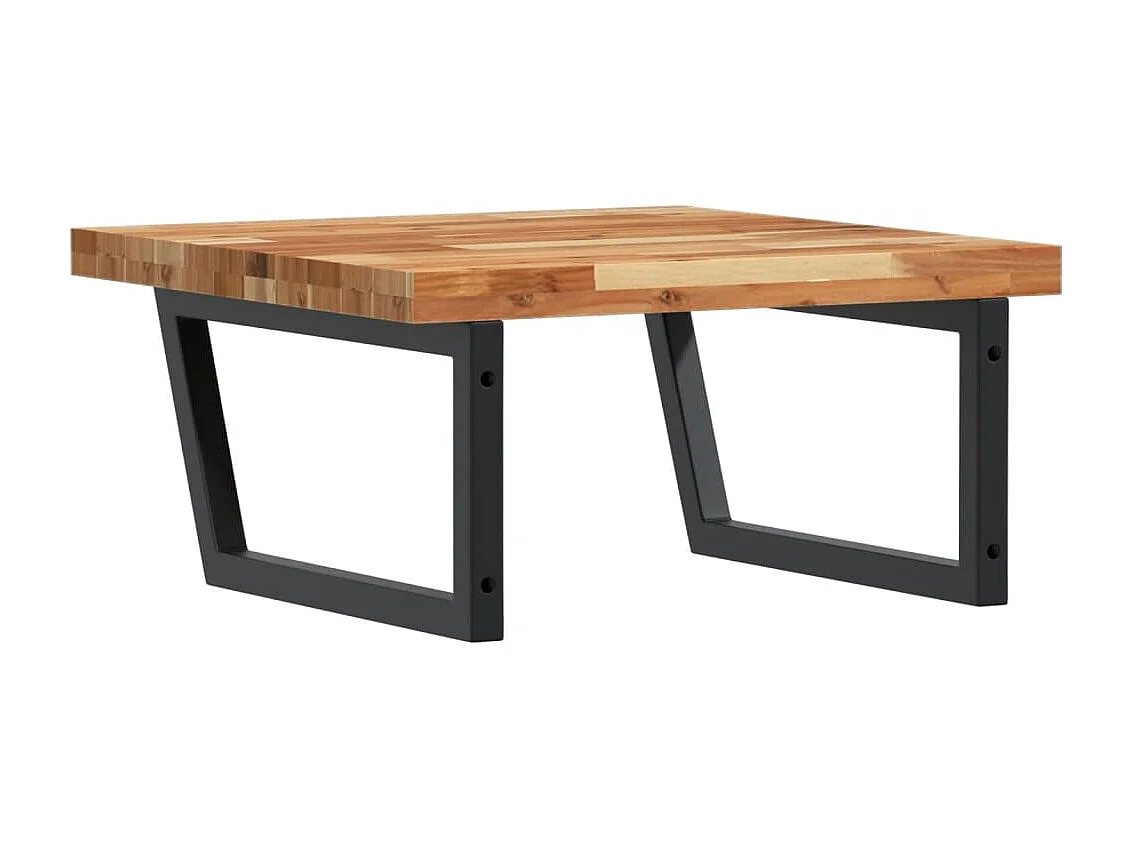 Étagère de vasque murale acier et bois massif d'acacia