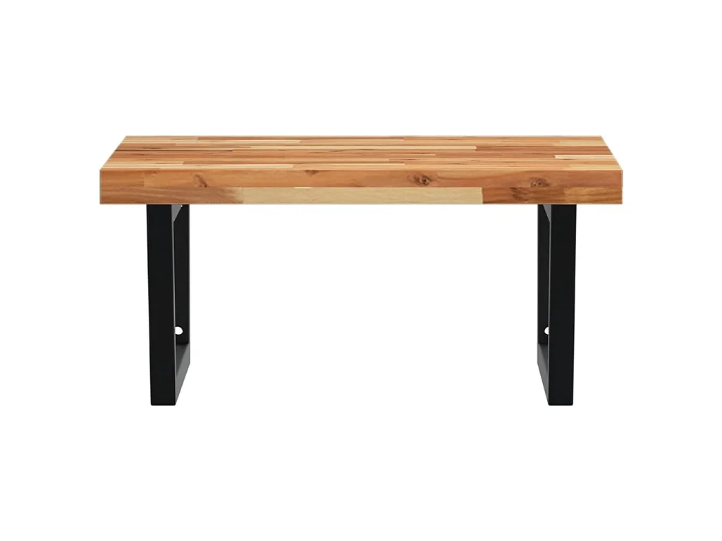 Étagère de vasque murale acier et bois massif d'acacia