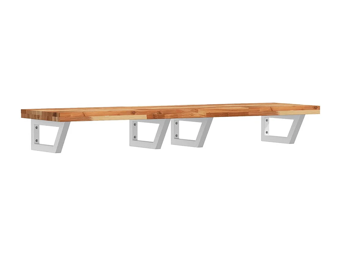 Estante de lavabo de pared acero y madera maciza de acacia