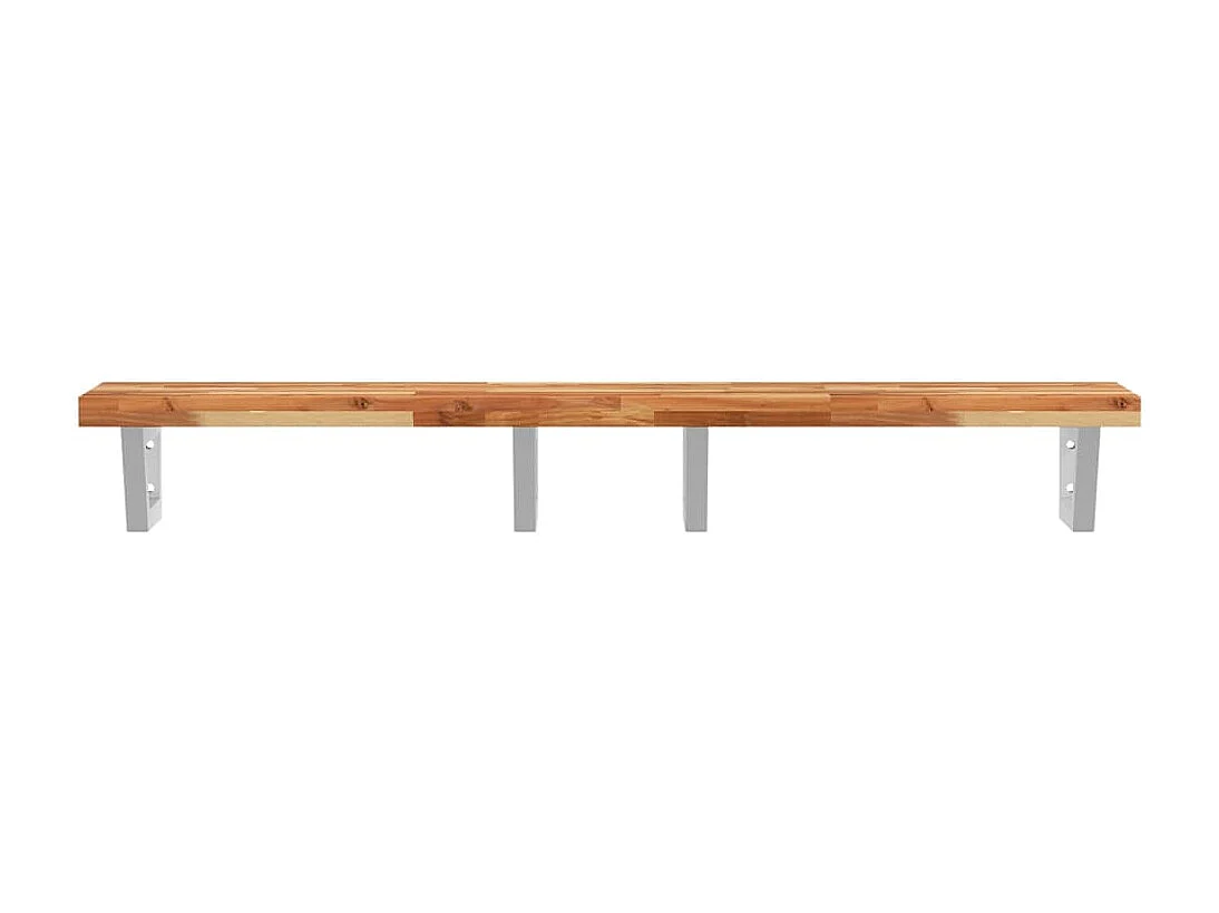 Estante de lavabo de pared acero y madera maciza de acacia