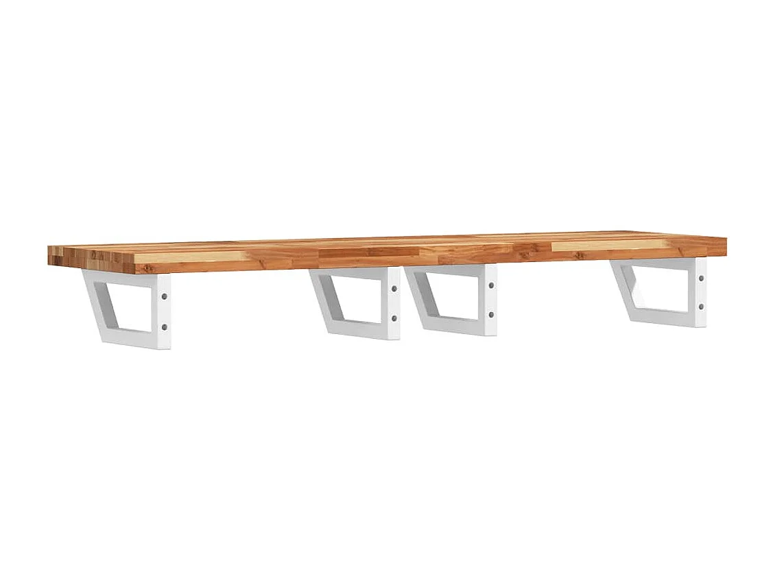 Estante de lavabo de pared acero y madera maciza de acacia