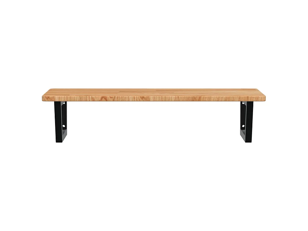 Estante de lavabo de pared de acero y madera maciza de roble