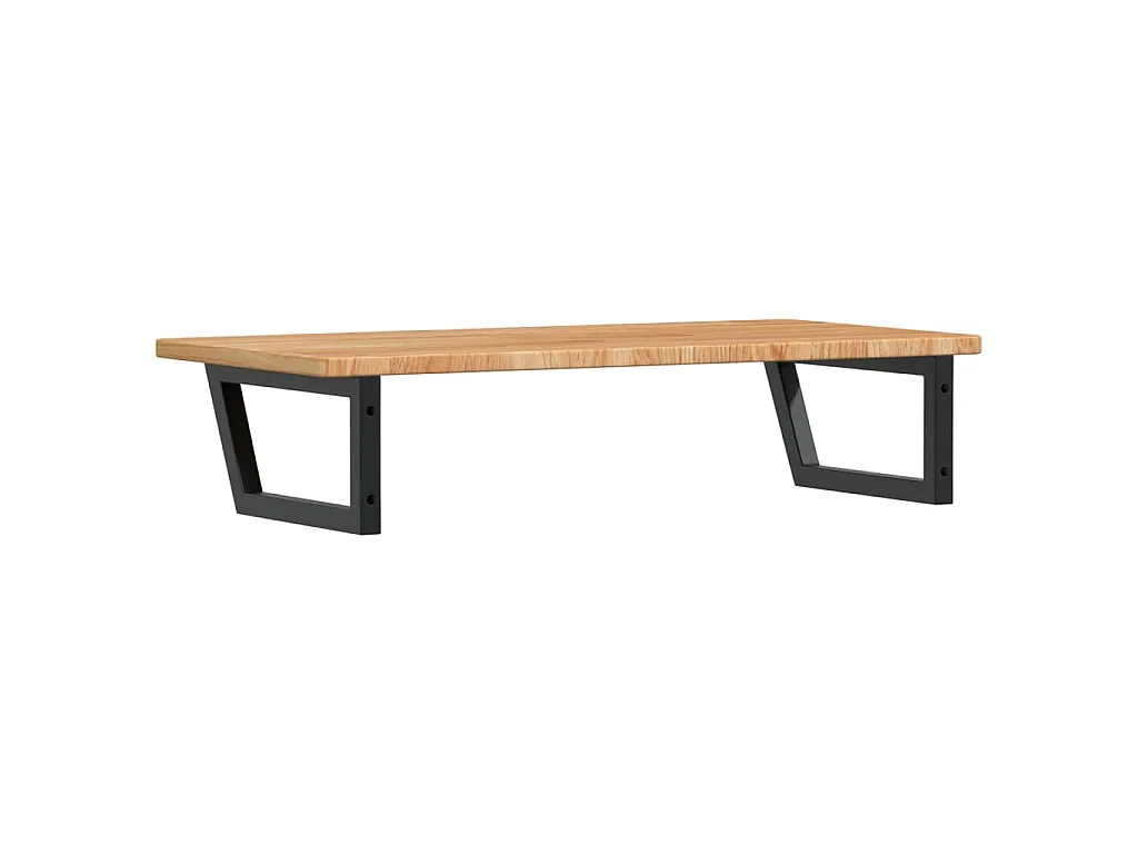 Estante de lavabo de pared de acero y madera maciza de roble