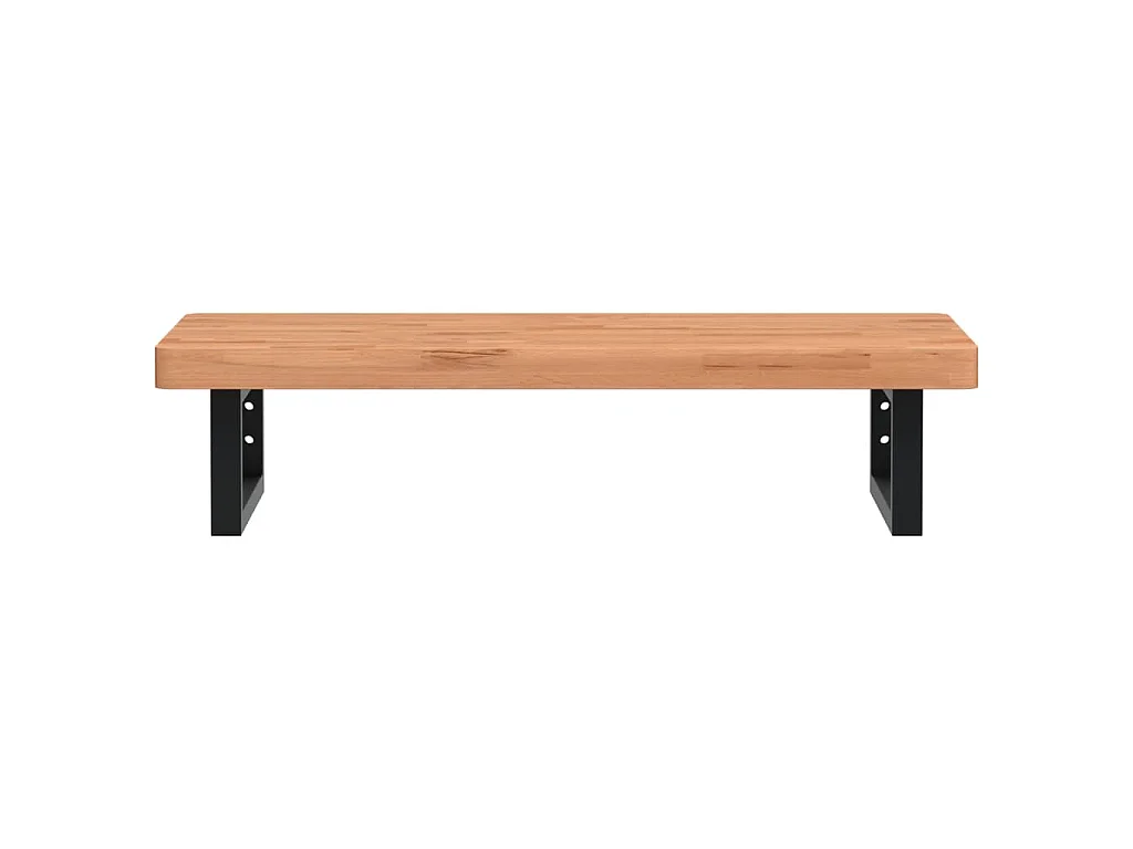Waschbeckenregal Wandmontage Stahl und Massivholz Buche