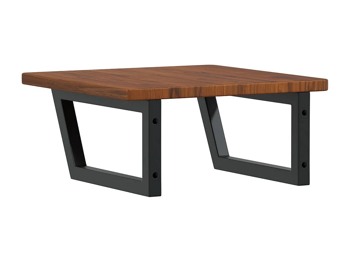 Ripiano a Parete per Lavabo in Acciaio e Massello di Rovere