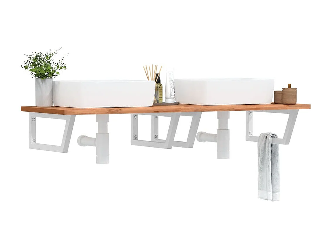 Badkamer wandschap staal en massief beukenhout