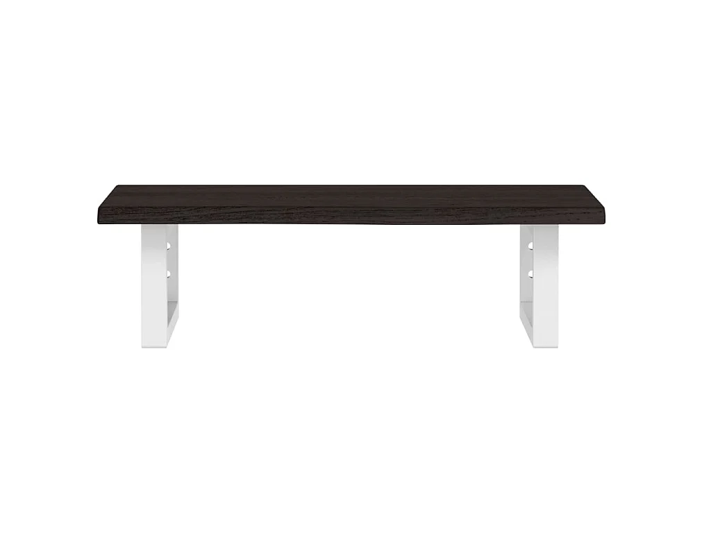 Estante de lavabo de pared de acero y madera maciza de roble