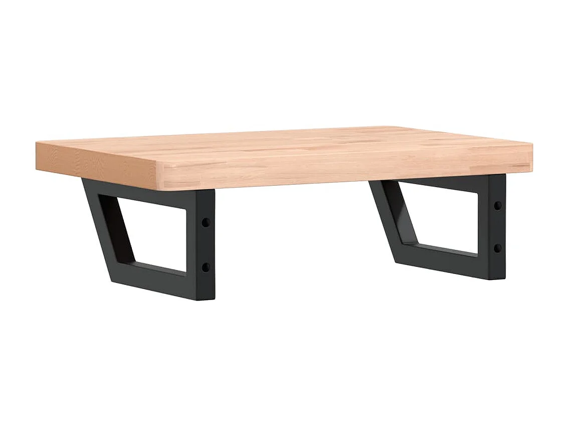 Étagère de vasque murale acier et bois massif de hêtre