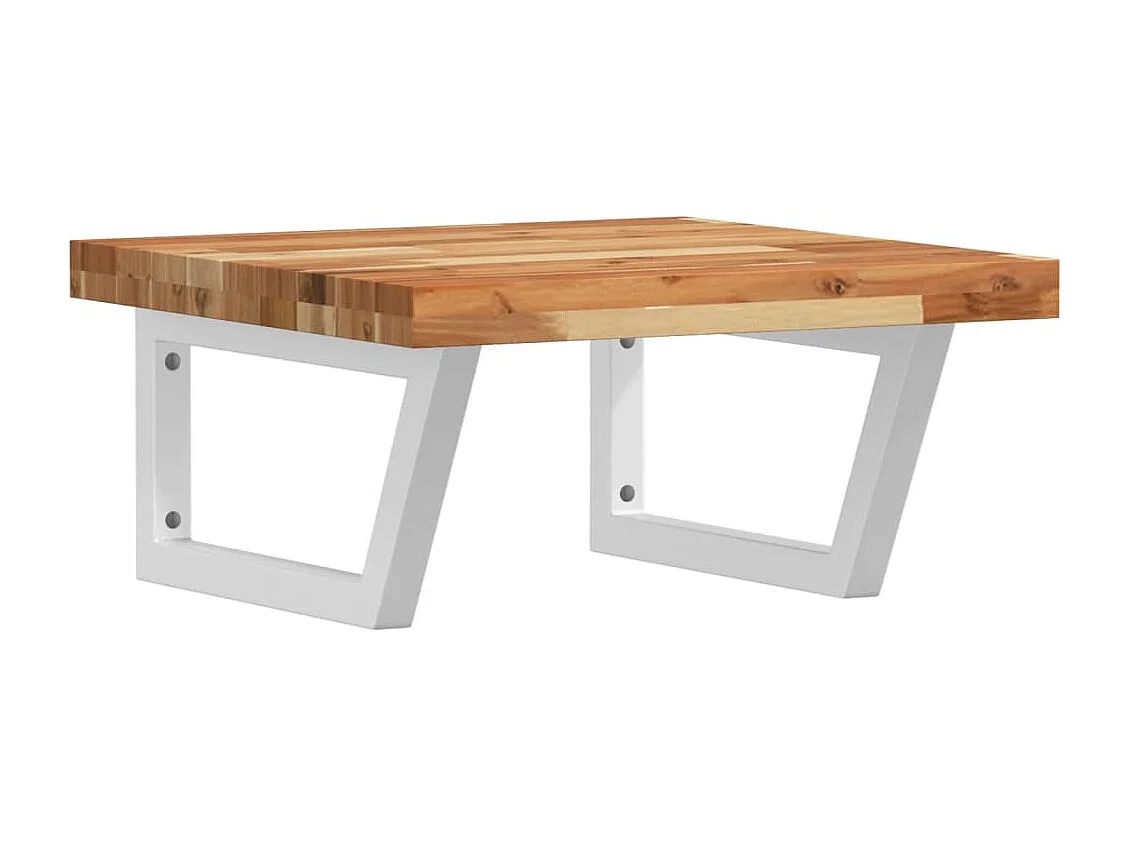 Estante de lavabo de pared acero y madera maciza de acacia