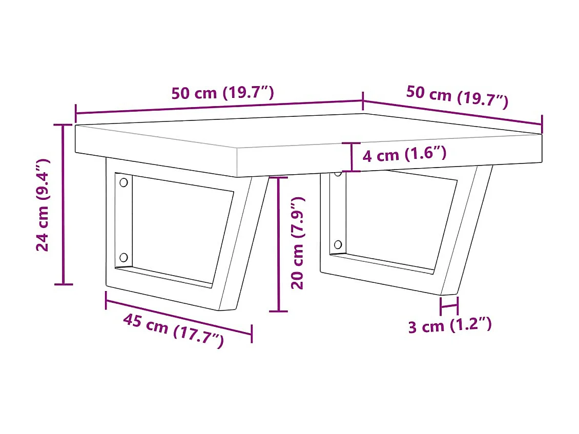 Estante de lavabo de pared acero y madera maciza de acacia