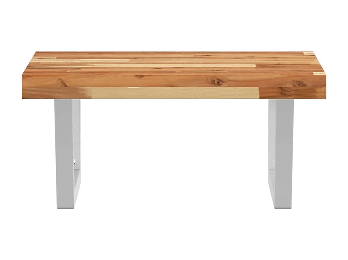 Estante de lavabo de pared acero y madera maciza de acacia