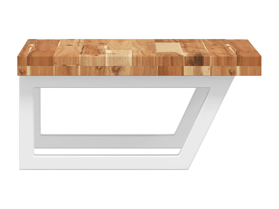 Estante de lavabo de pared acero y madera maciza de acacia