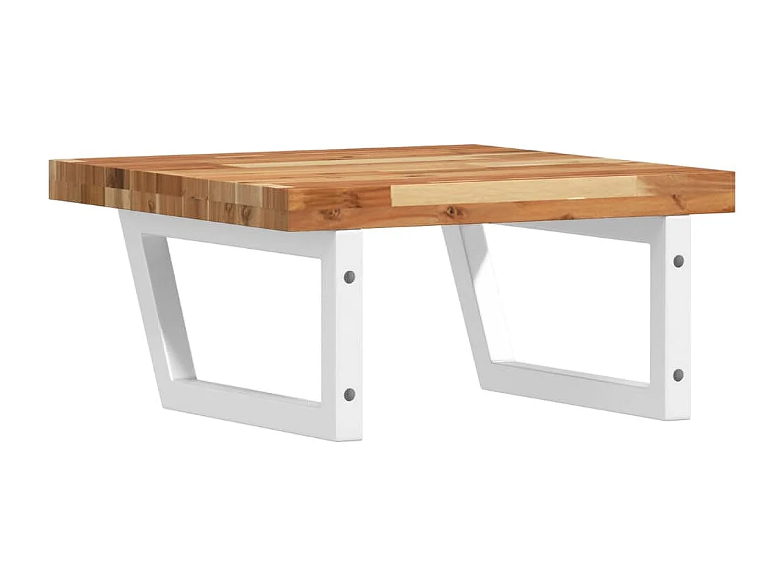 Estante de lavabo de pared acero y madera maciza de acacia