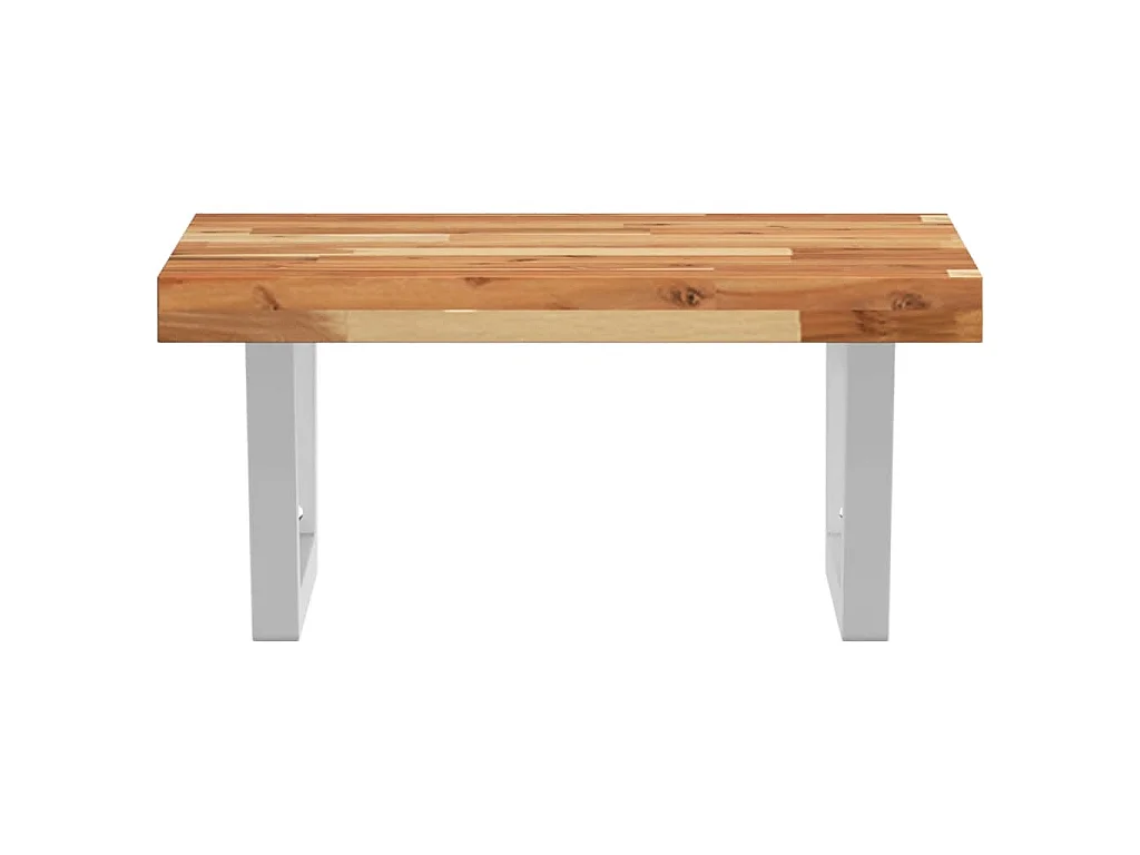 Étagère de vasque murale acier et bois massif d'acacia
