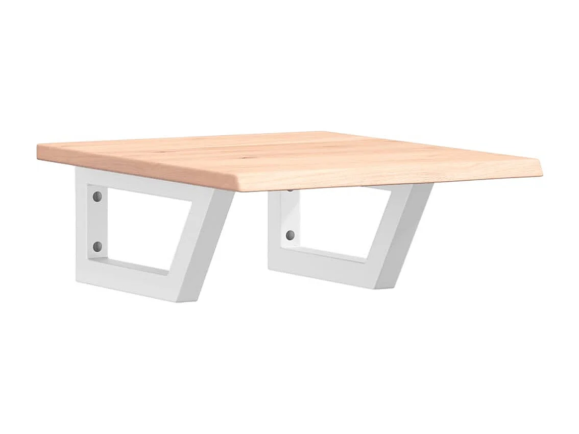 Ripiano a Parete per Lavabo in Acciaio e Massello di Rovere