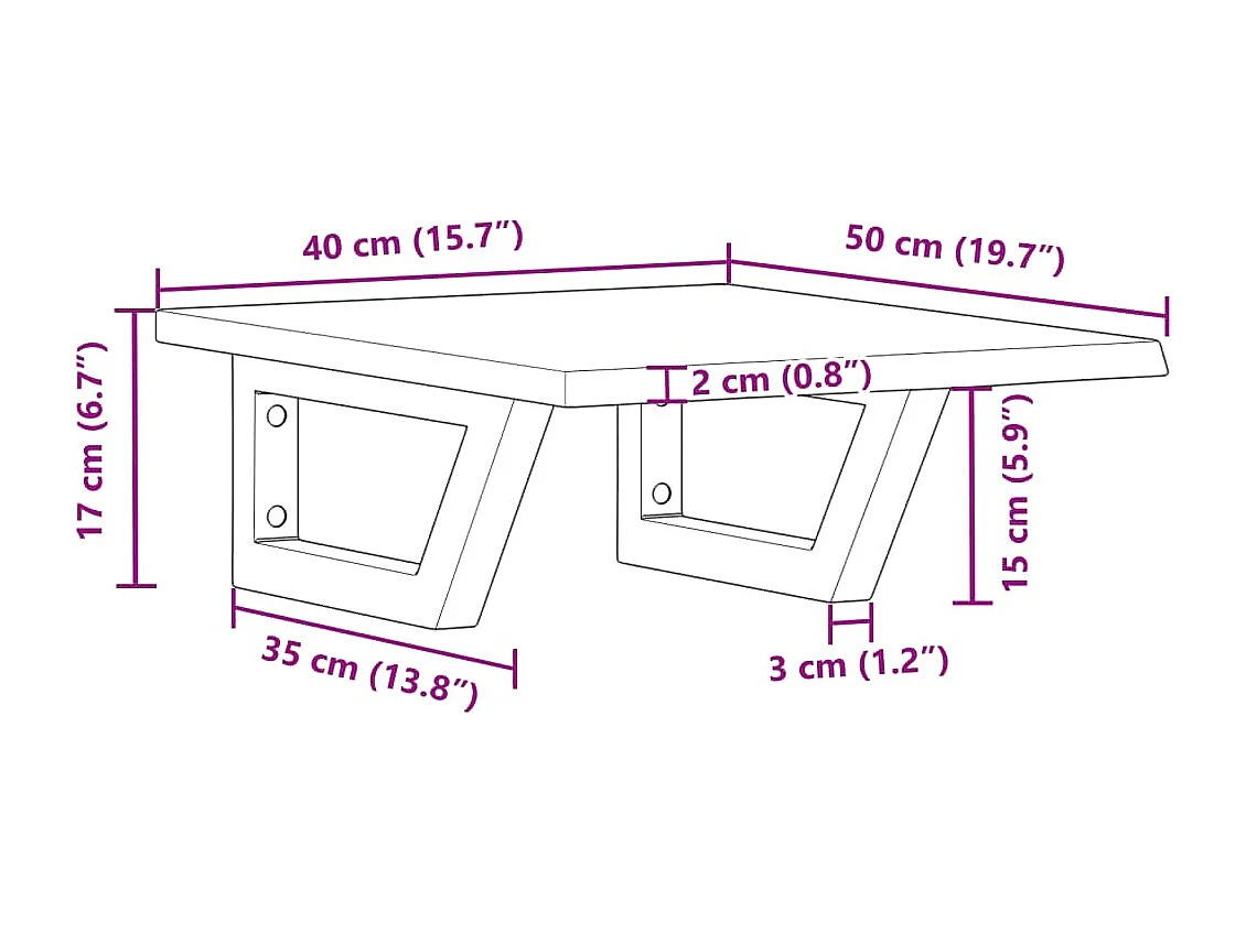 Ripiano a Parete per Lavabo in Acciaio e Massello di Rovere