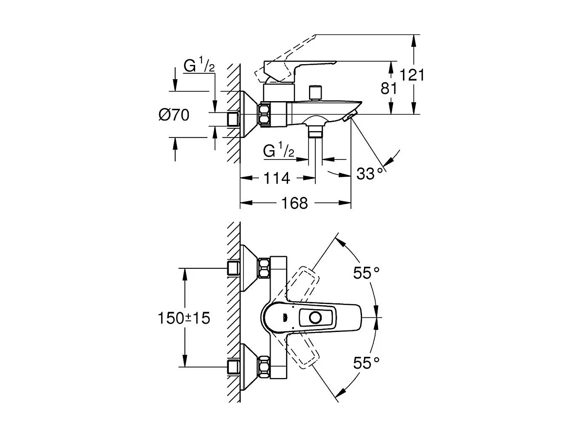 Mitigeur baignoire monocommande GROHE Start Loop chromé + Colonnettes Luxe chromé