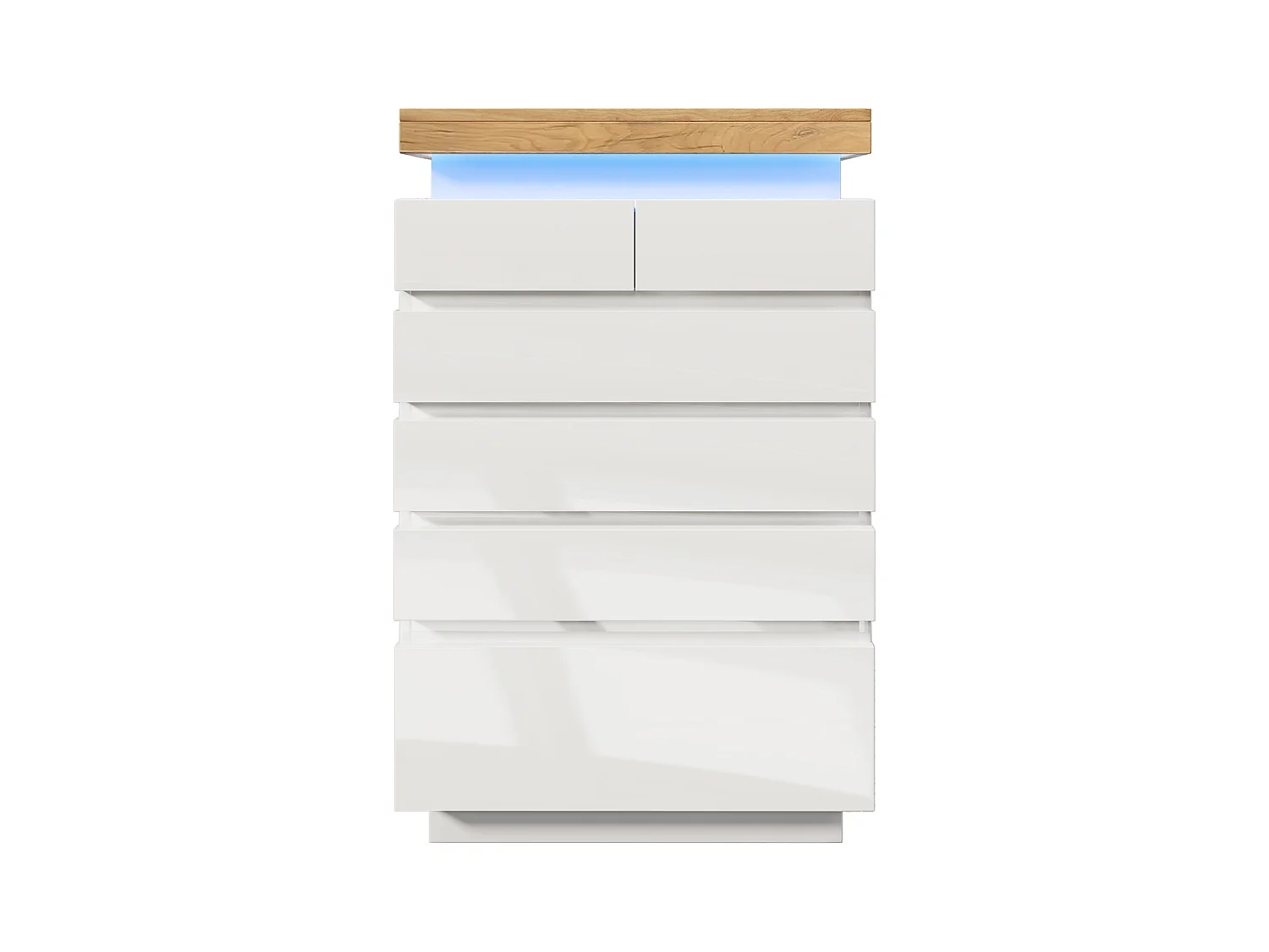 Ladekast met 6 lades - 73 x 39 x 115 cm - LED's - Spaanplaat - voor woon- en slaapkamer - Wit