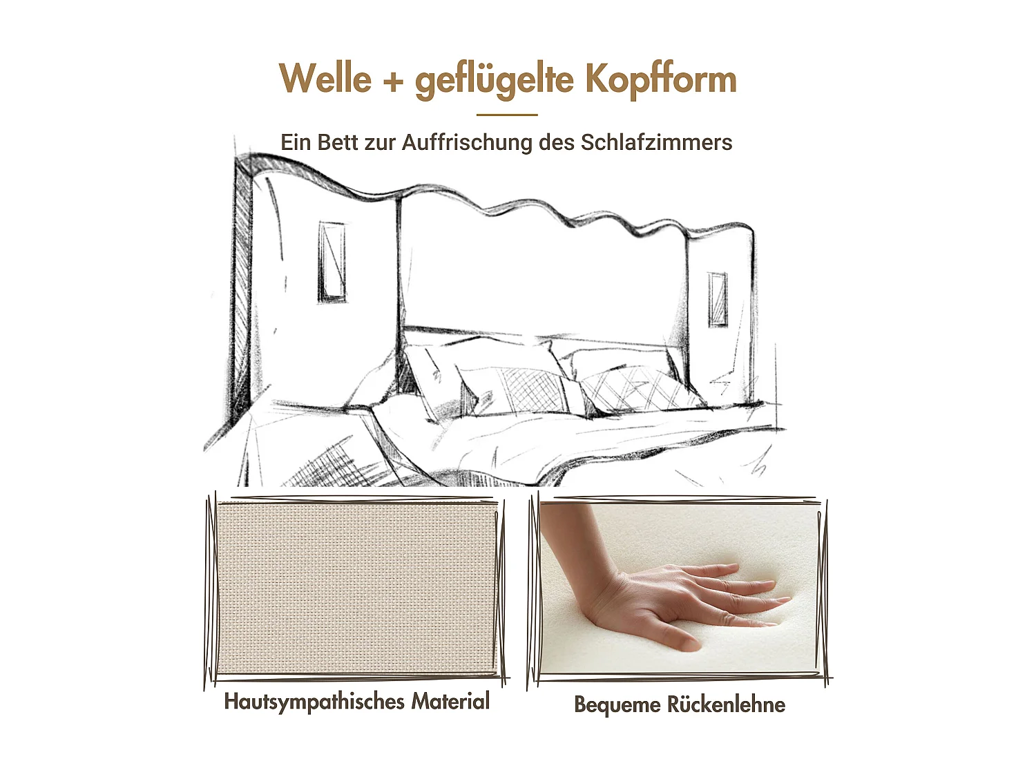 Lit coffre 160 x 200 cm avec grand tête de lit - Lampe de lecture et prises USB + Type-C - Tissu lin et bois massif - Beige (sans matelas)