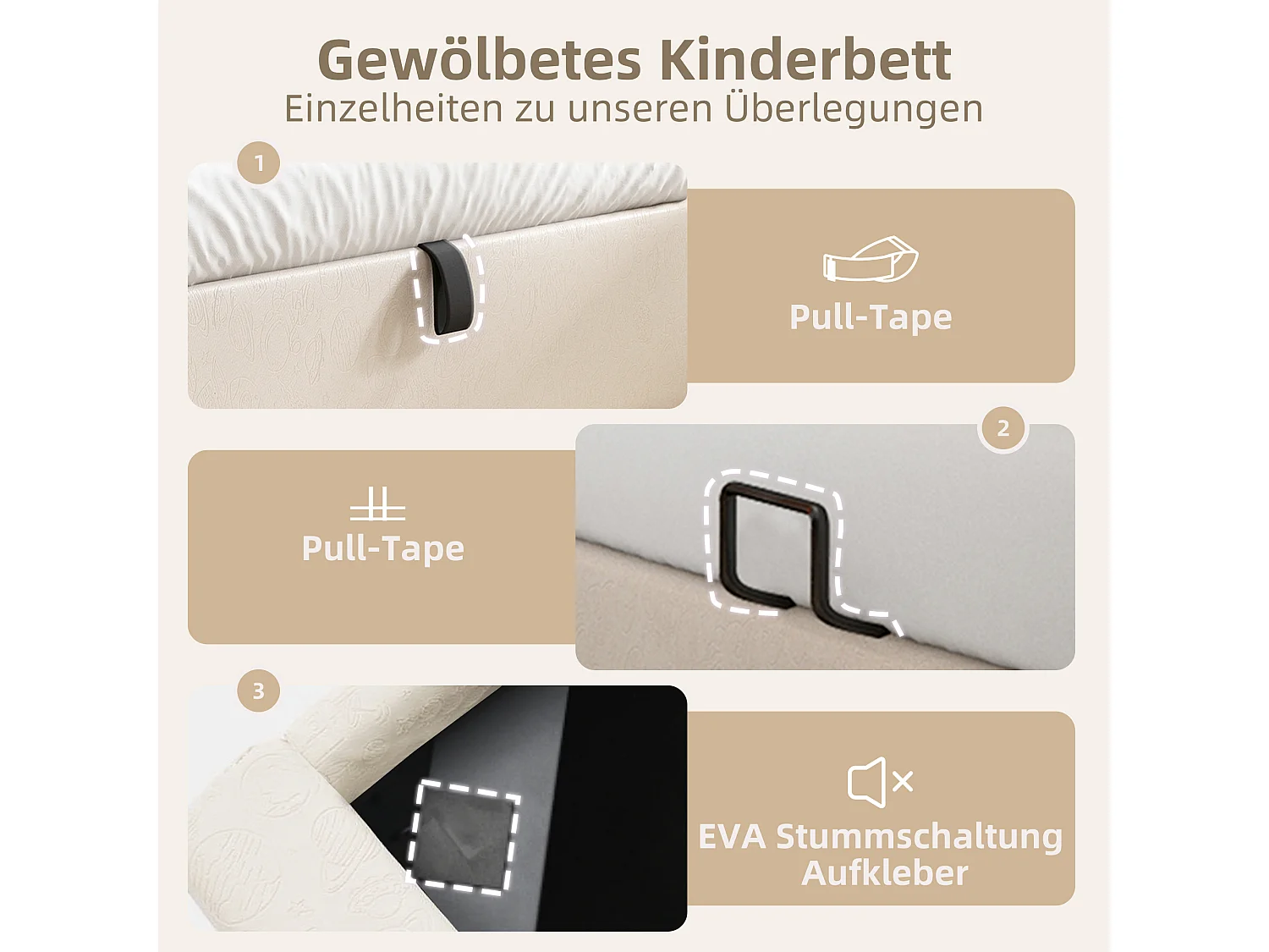 Lit coffre 90 x 190 cm avec tête de lit ronde - Cuir PU - Motif cosmique - Beige (sans matelas)