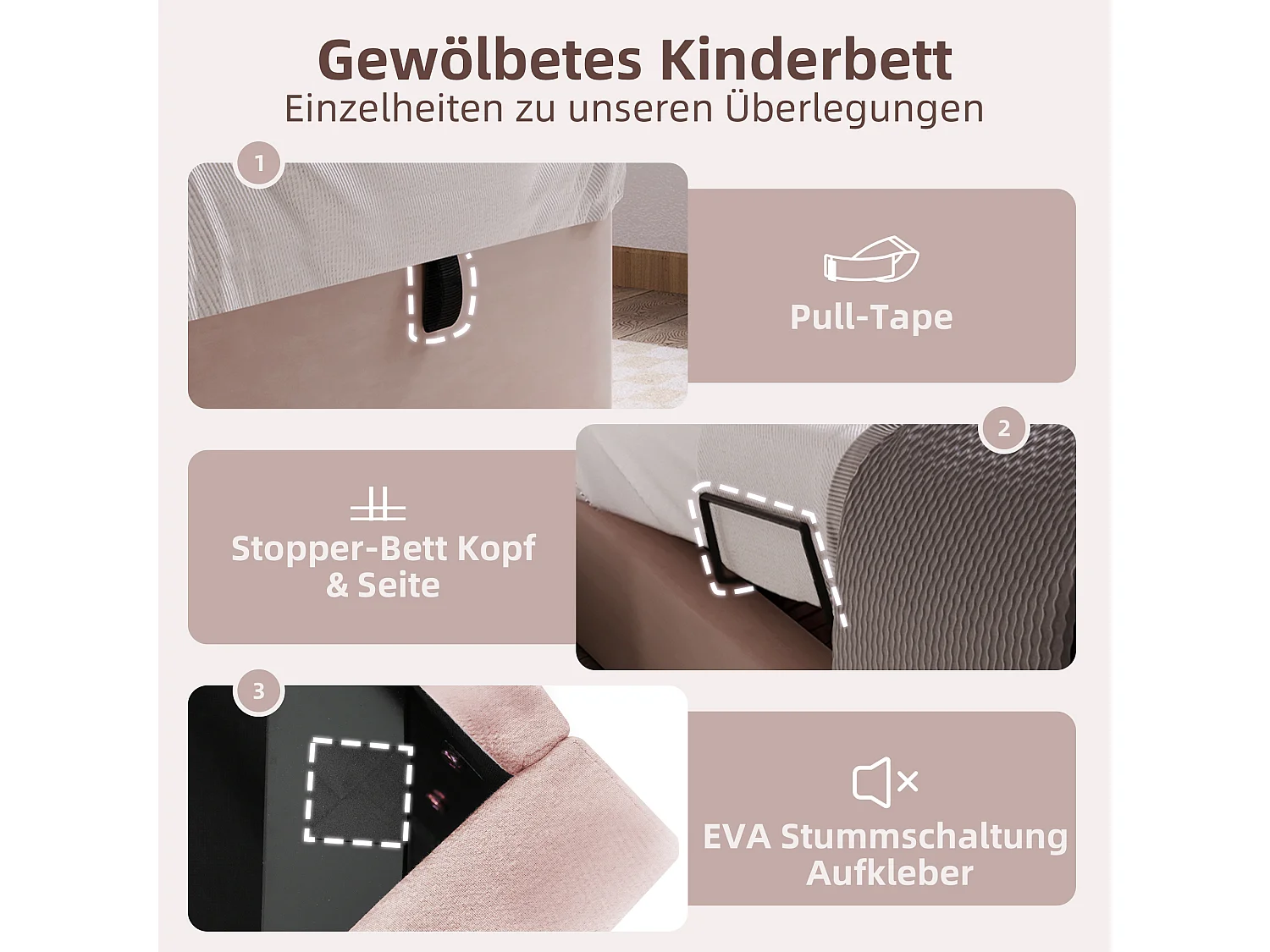 Opbergbed 90 x 190 cm met rond hoofdeinde - Fluweel - Cosmic patroon - Roze (zonder matras)